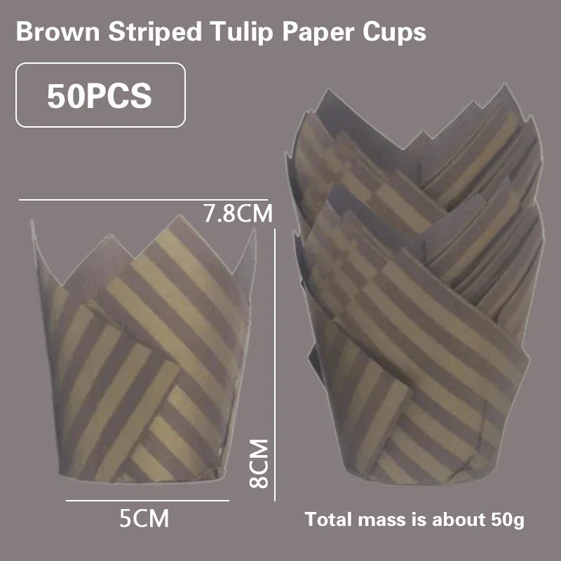 Set 50 Moldes papel Tulipán para Cupcakes 🧁🌷