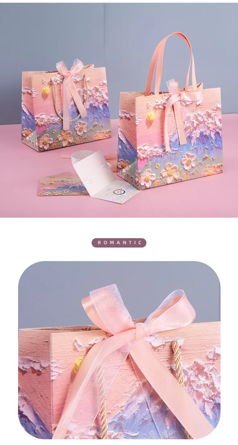 Bolsa de Regalo con Diseño Floral de Pintura al Óleo 🎨💐
