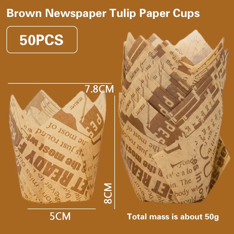 Set 50 Moldes papel Tulipán para Cupcakes 🧁🌷