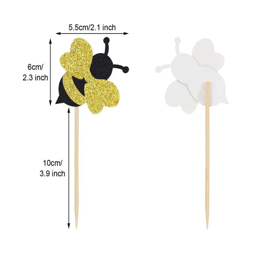 🐝 Set de 10 Topper de Cupcake "Bee Party"