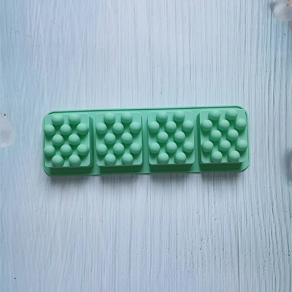 Molde de Silicona para Jabón de Masaje Cuadrado (4 Cavidades)