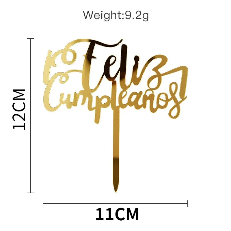 Topper "Feliz Cumpleaños" en Acrílico 🎂✨