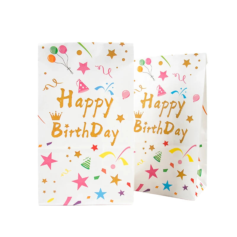 10Pcs Bolsas de Papel Kraft Coloridas "Happy Birthday" 🎉🎁
