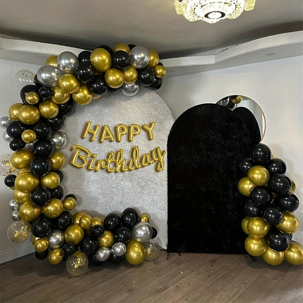 Set de Globos Negro y Dorado con Brillo (25 piezas) 🖤✨
