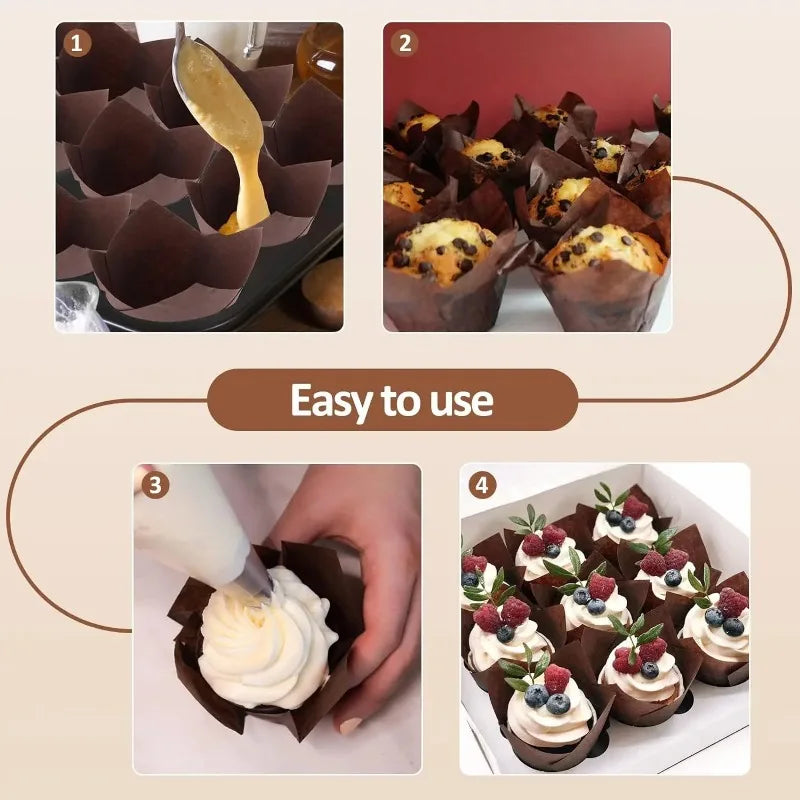 Set 50 Moldes papel Tulipán para Cupcakes 🧁🌷