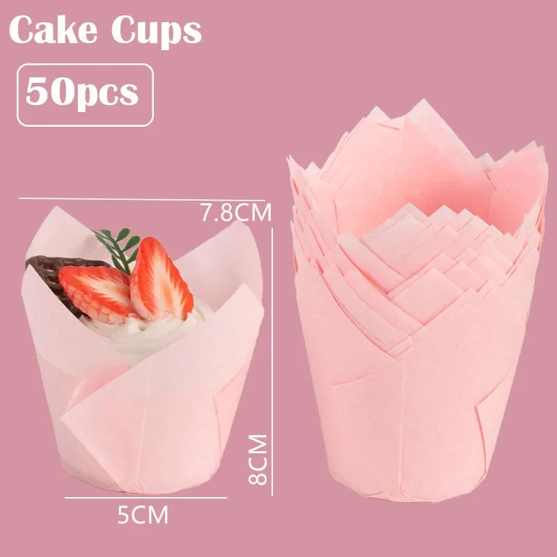 Set 50 Moldes papel Tulipán para Cupcakes 🧁🌷