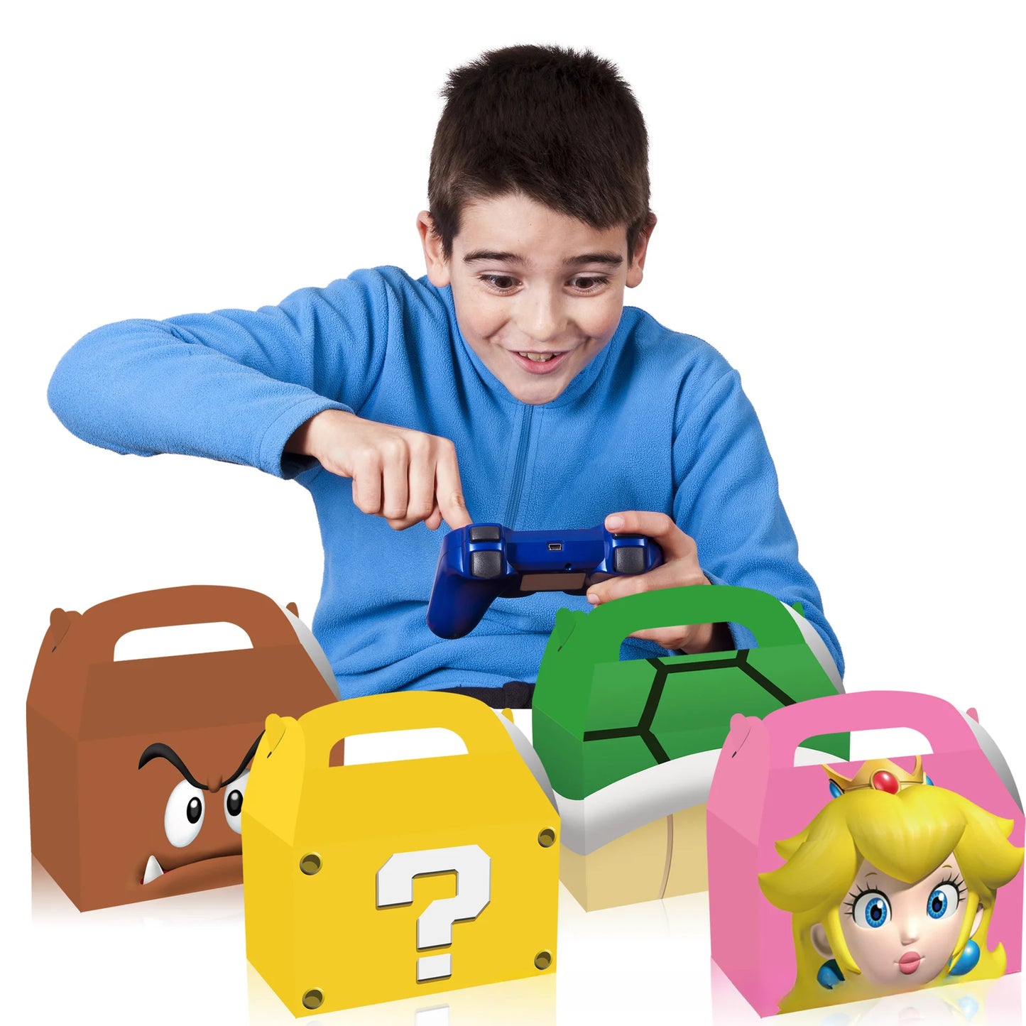 12Pcs Cajas de Regalo con Asa temática Mario Bros