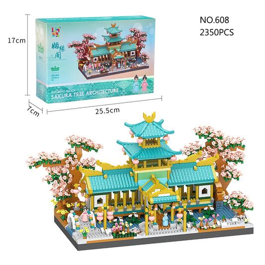 Bloques de Construcción Sakura Blossom Casa Azul🌸🏡