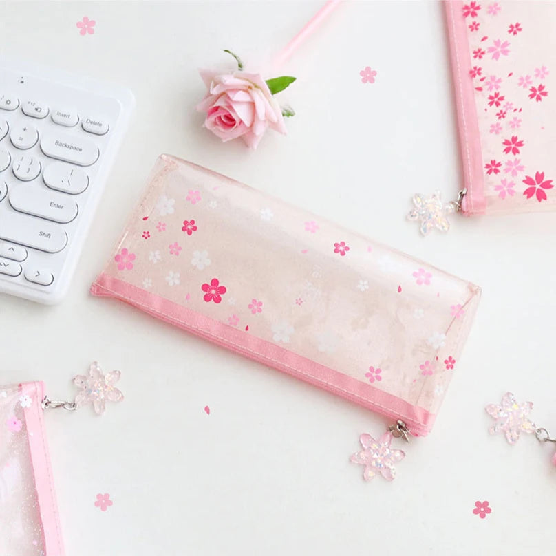 Estuche Transparente Sakura 🎒🌸✏️