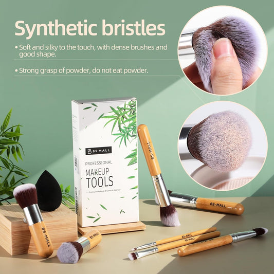 Set Brochas Maquillaje De Bambu (x11)