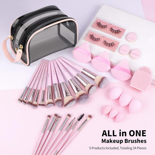 Set Brochas Maquillaje (x34 Piezas)