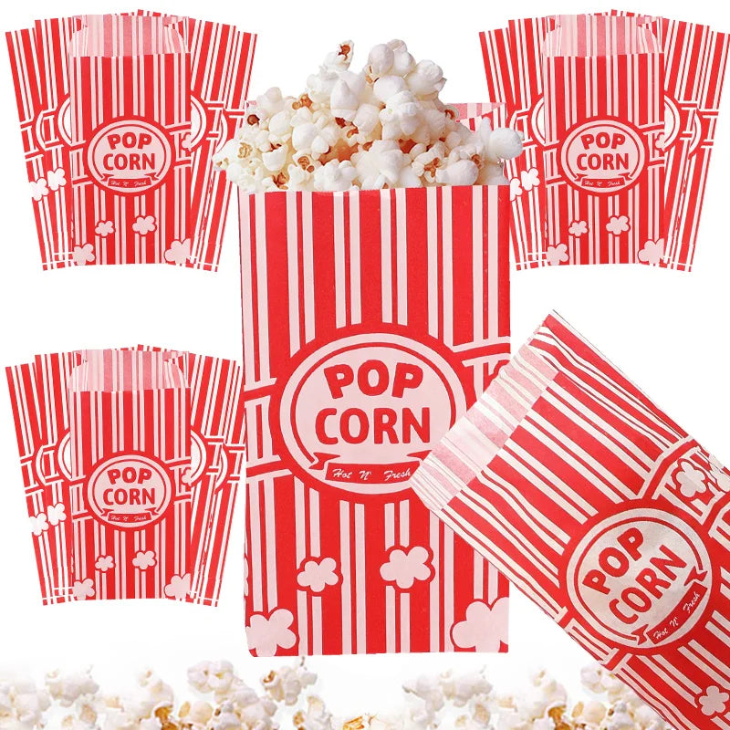 10Pcs Bolsas de Palomitas de Papel tematica "Noches de Cine" 🍿🎬