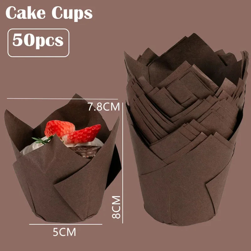 Set 50 Moldes papel Tulipán para Cupcakes 🧁🌷