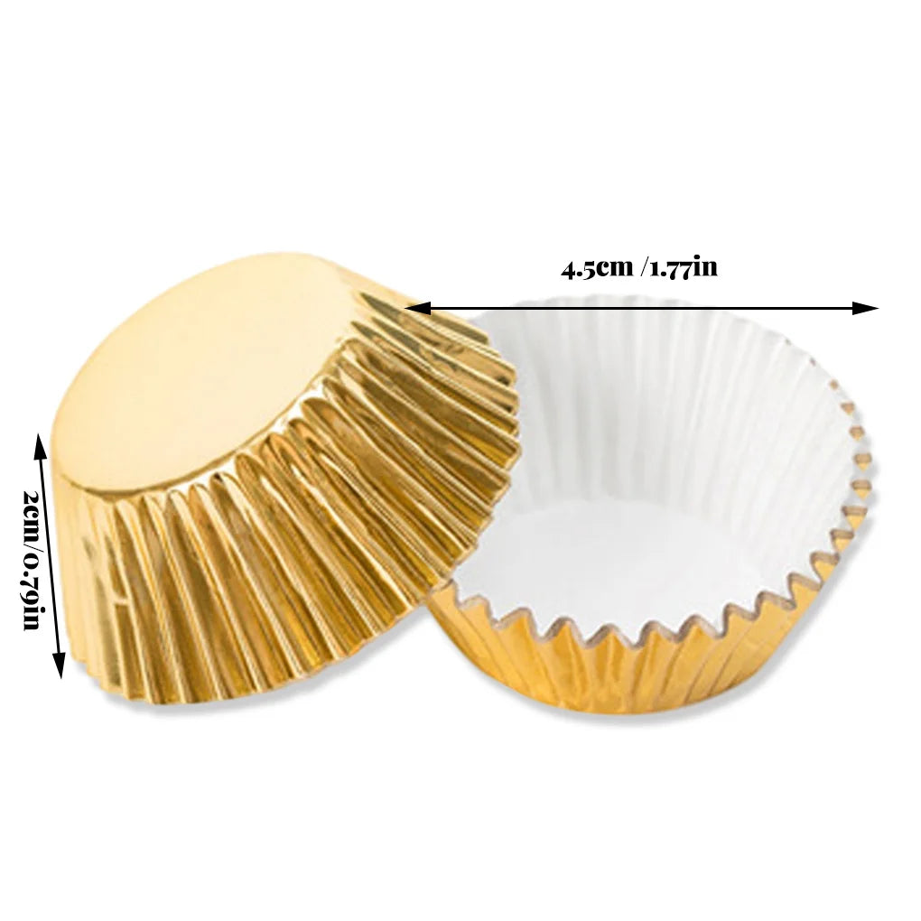🧁Set 100 Moldes de Papel Dorados