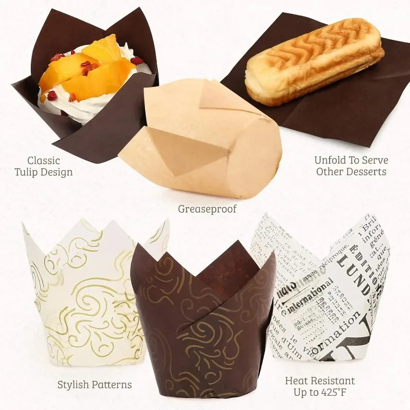 Set 50 Moldes papel Tulipán para Cupcakes 🧁🌷