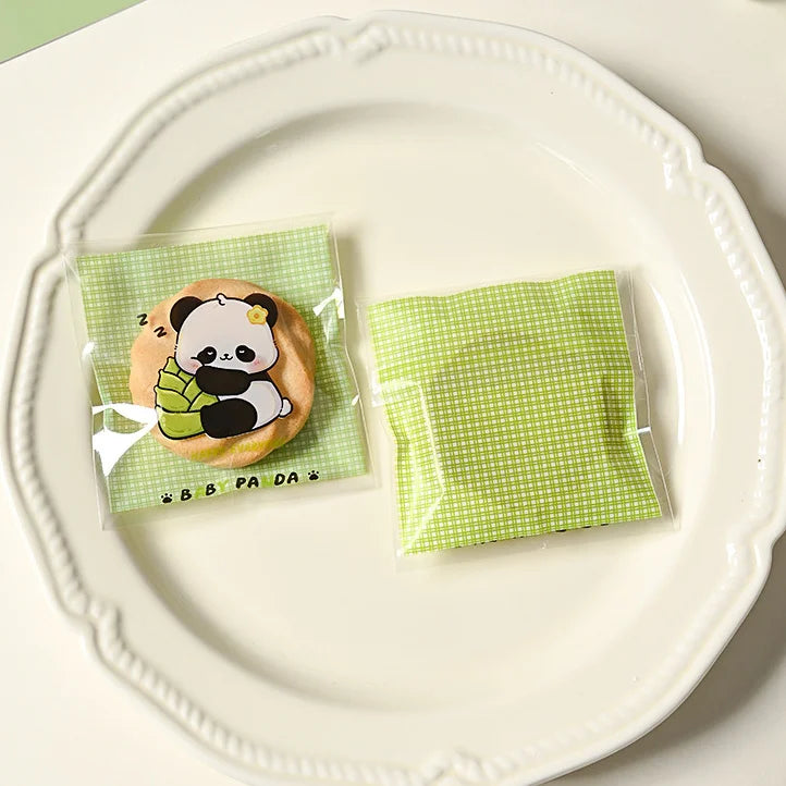 100Pcs Bolsas Autoadhesivas con Diseño de Panda  🐼🍪