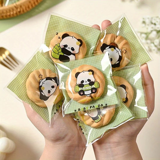 100Pcs Bolsas Autoadhesivas con Diseño de Panda  🐼🍪