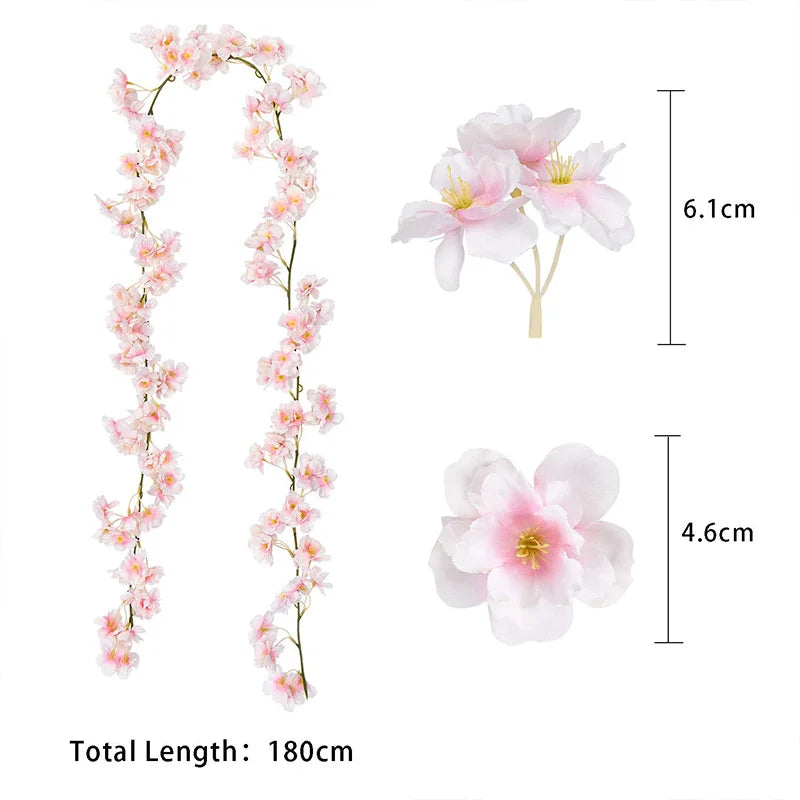 Set de flores de cerezo de 180 cm (8 unidades)
