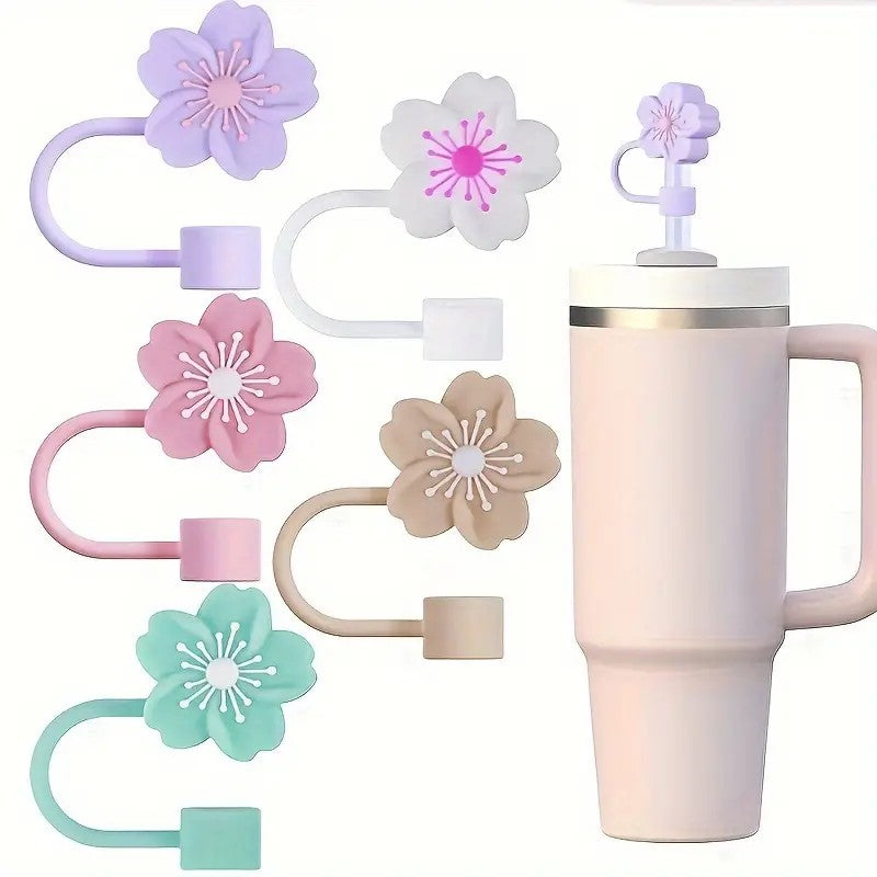 🌸 Protectores para Sorbetes – Cherry Blossom Silicone Straw Tips ☕✨
