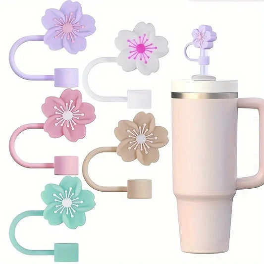 🌸 Protectores para Sorbetes – Cherry Blossom Silicone Straw Tips ☕✨