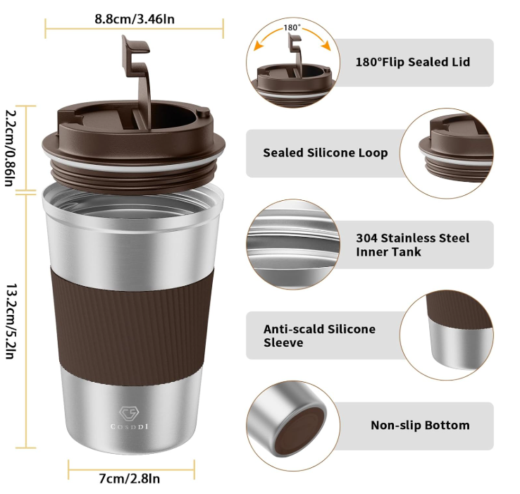 CS COSDDI - Vaso Térmico de Acero Inoxidable 12 oz ☕❄️