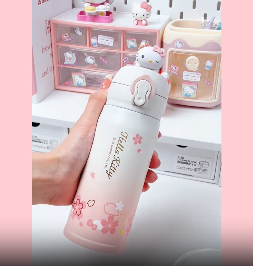 Sanrio – Botella de Agua de Acero Inoxidable con Diseño Hello Kitty 🎀🌸