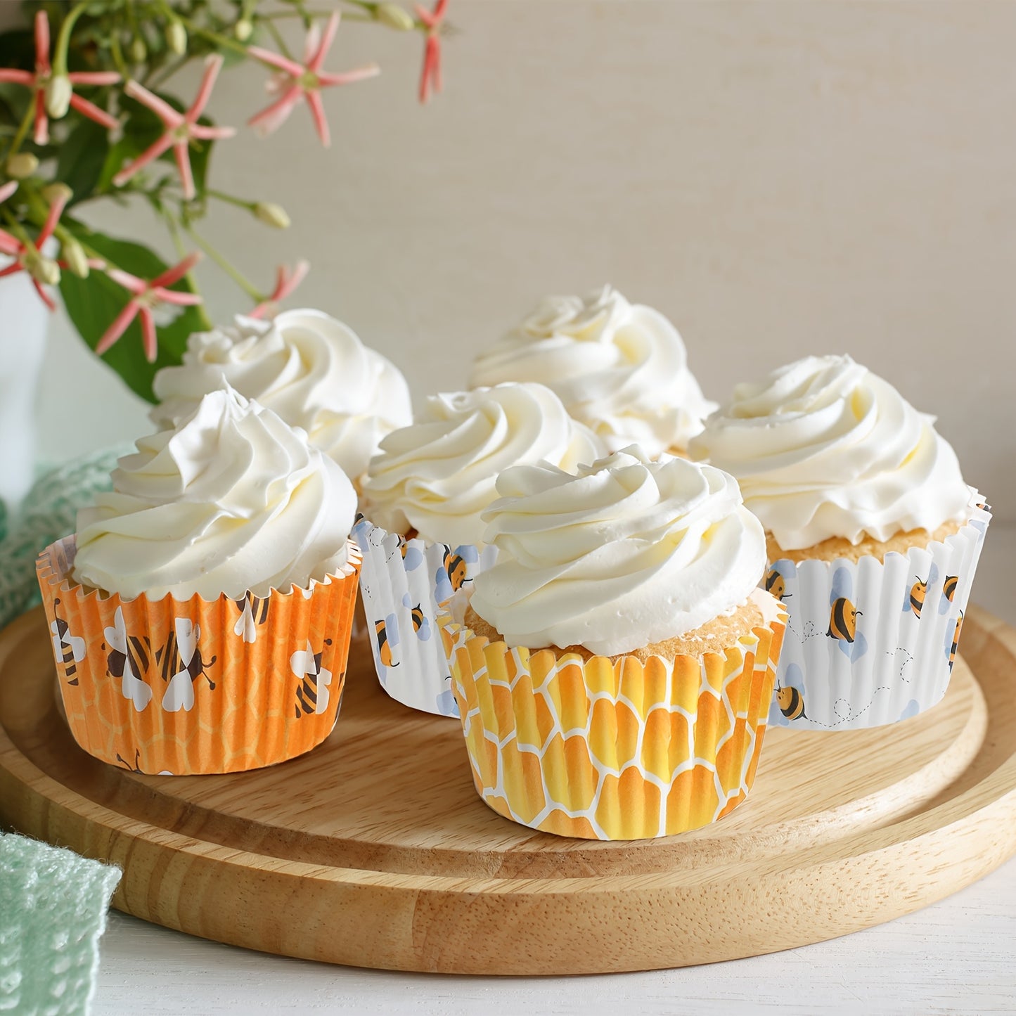 🐝🧁 Envolturas para cupcakes “Bee Party” – Set de 300