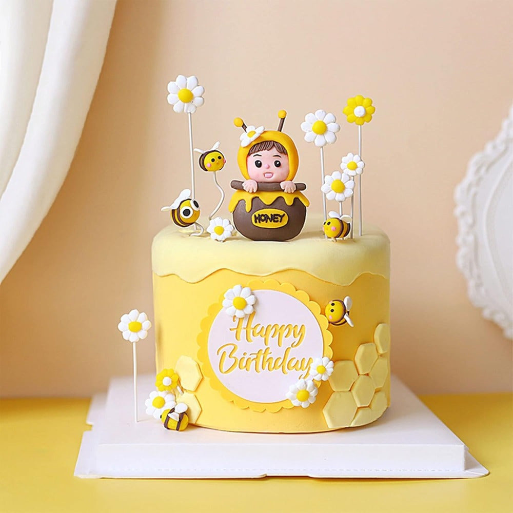 🐝🎂 Decoración “Bee Party” – Set de 11 Figuras 3D para Pastel