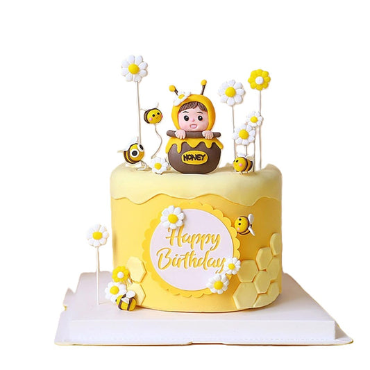 🐝🎂 Decoración “Bee Party” – Set de 11 Figuras 3D para Pastel