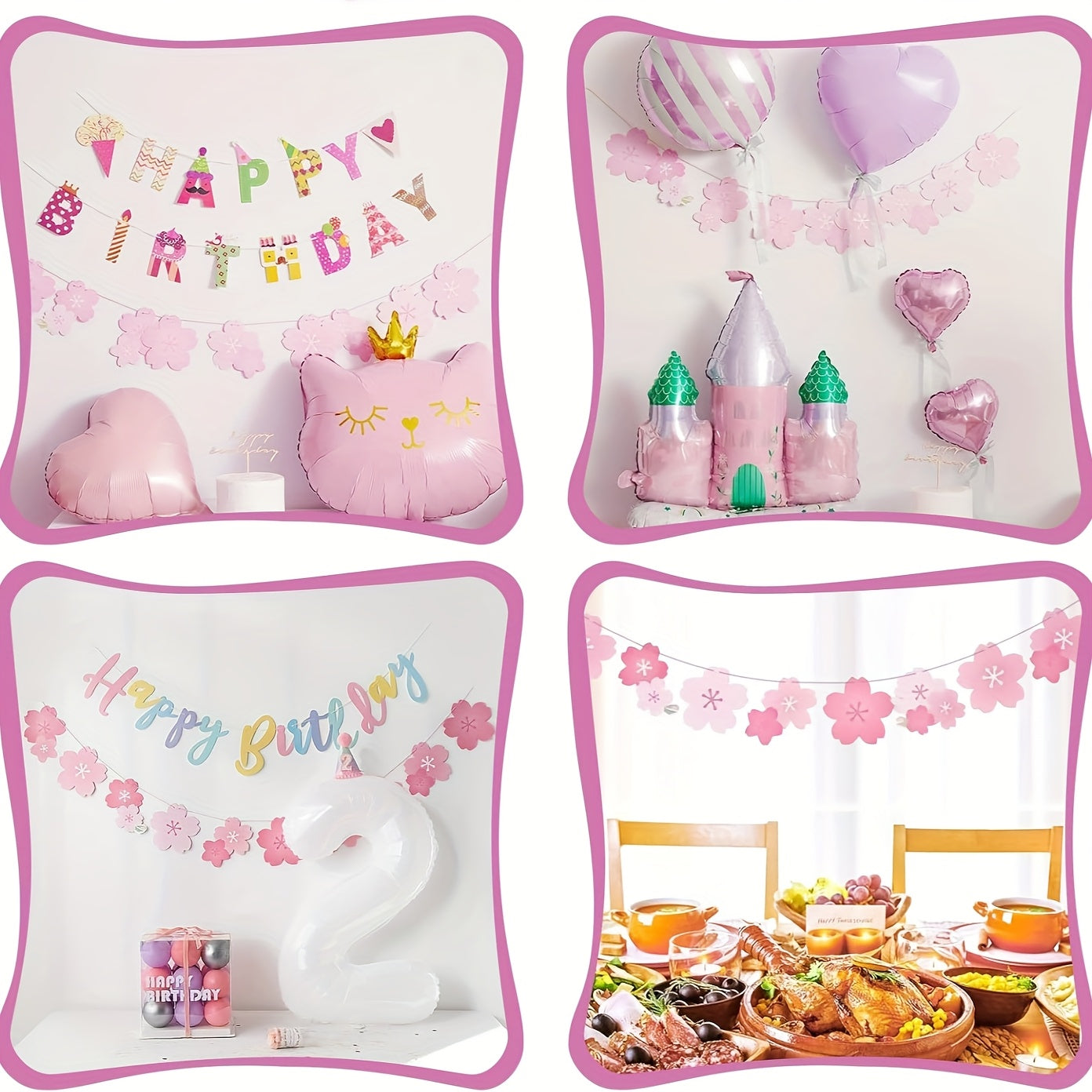 🌸 Guirnalda Reutilizable Sakura – Rosa/ Blanco