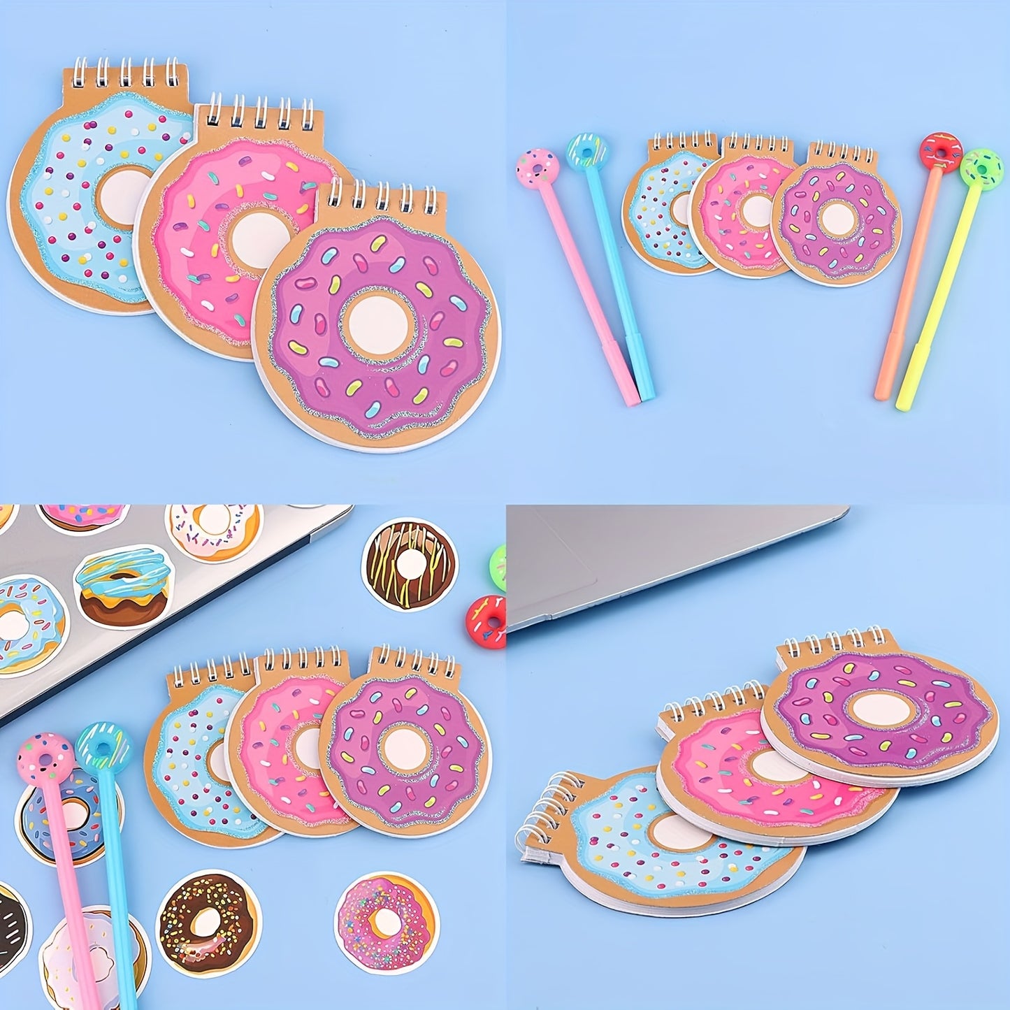 🍩 Set 12 Mini Libretas + 8 Lapiceros Temáticos