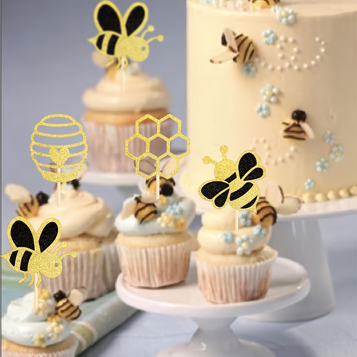 Set de 24 Cupcake Toppers “Bee Party” 🐝🧁