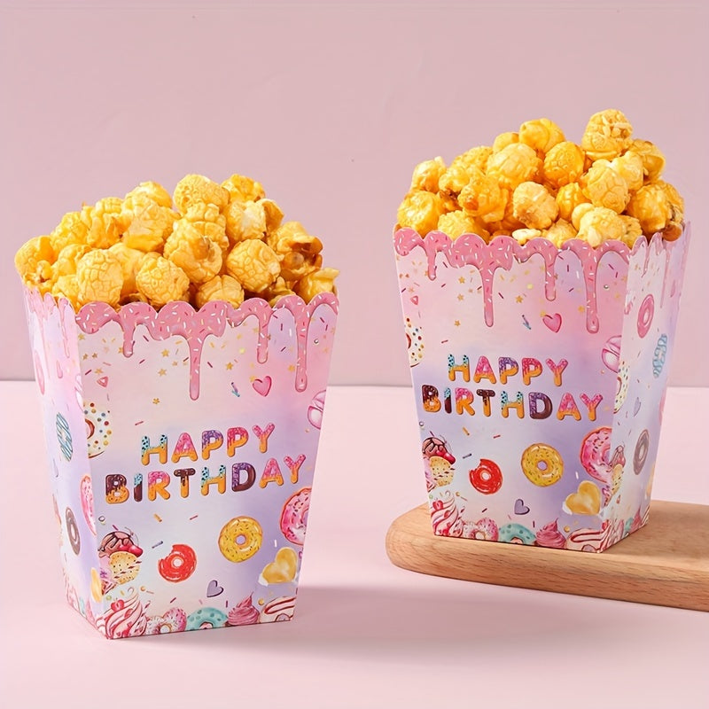 Cajas para golosinas “Donut Popcorn” (x6) 🍩🍿🎉