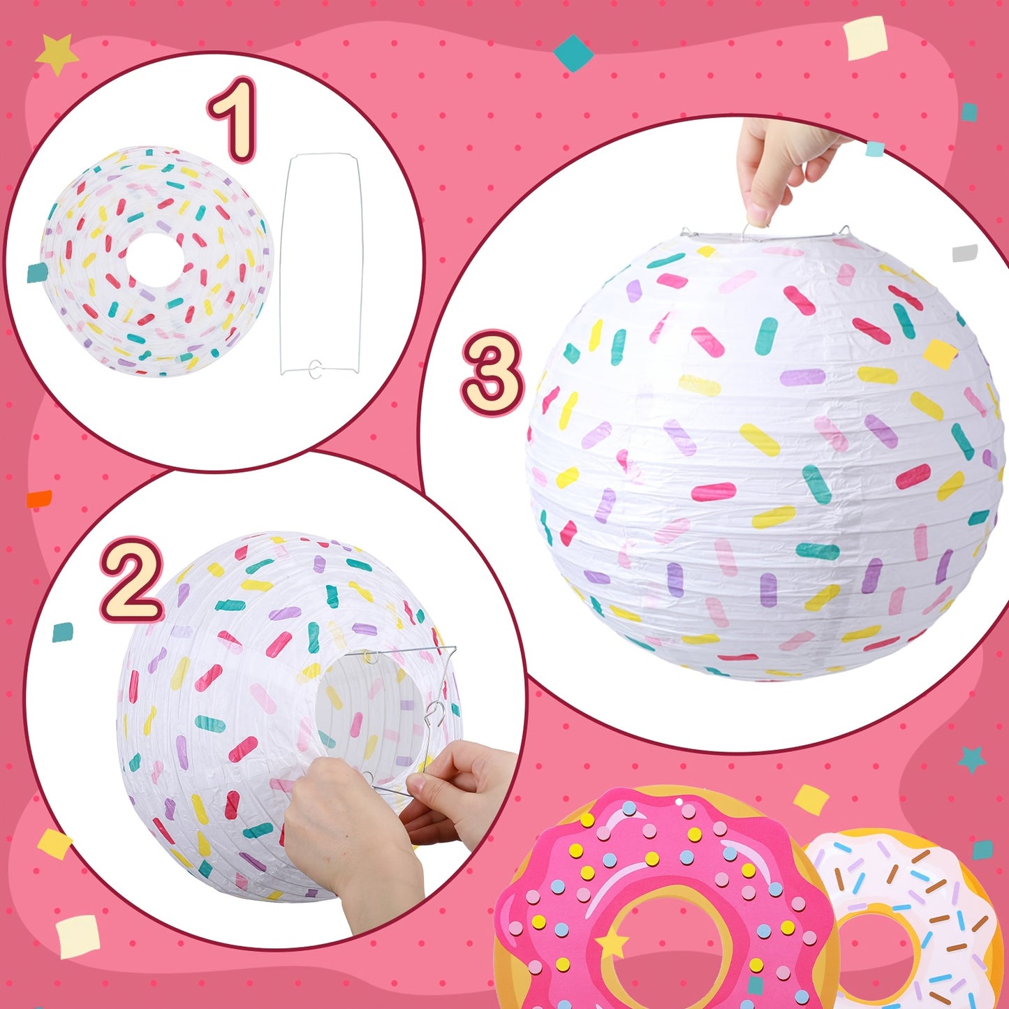 Set de 19 Faroles Colgantes “Donut Ice Cream Glow”