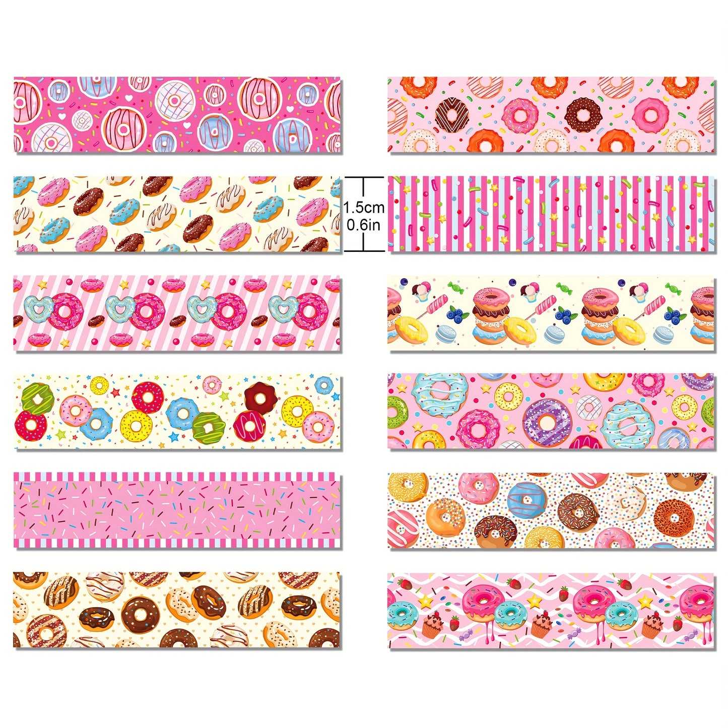 Washi Tape “Donut Delight” – Set de 12 Rollos 🍩