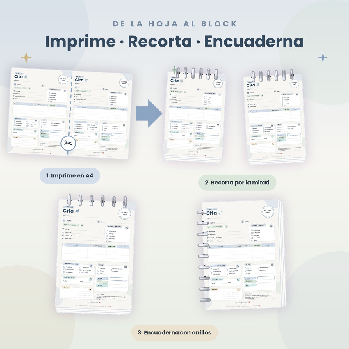 Gestor de Reservas y Citas A4 Imprimible | Agenda para Negocios y Profesionales PDF