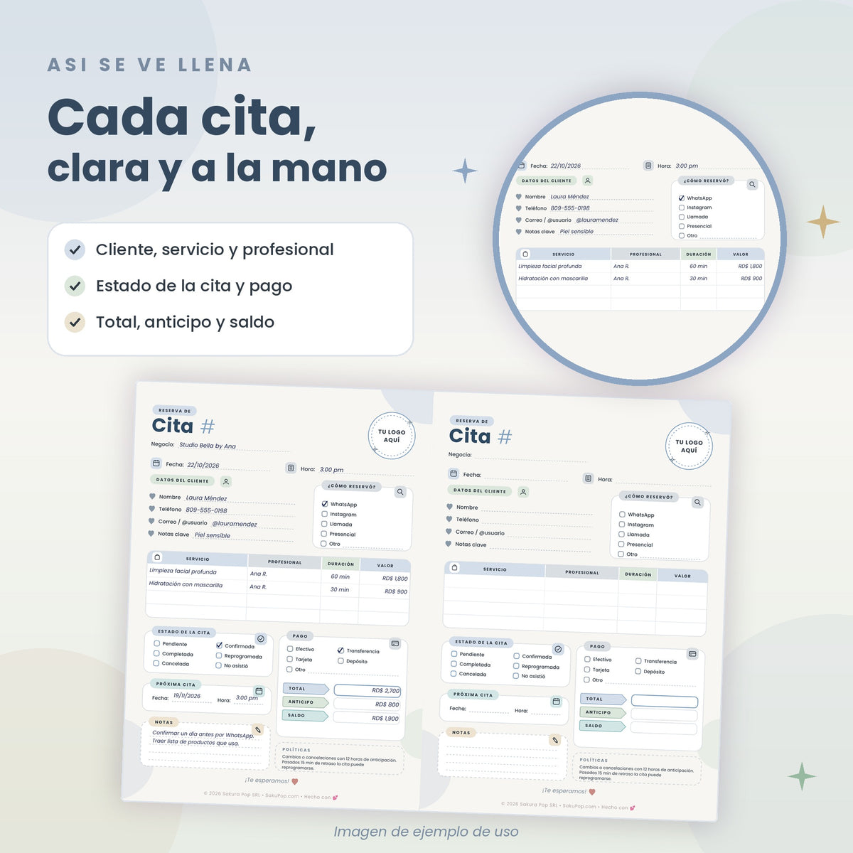 Gestor de Reservas y Citas A4 Imprimible | Agenda para Negocios y Profesionales PDF