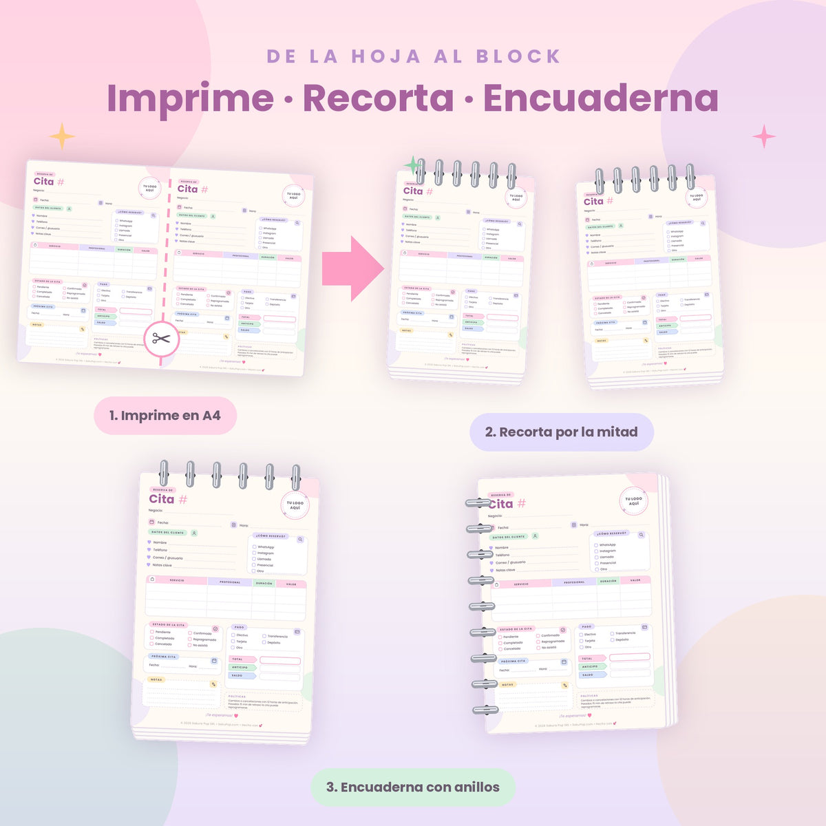 Gestor de Reservas y Citas A4 Imprimible | Agenda para Negocios y Profesionales PDF