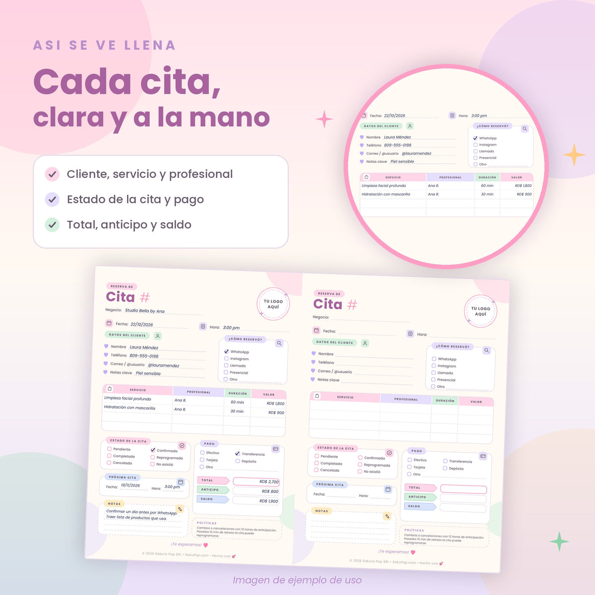 Gestor de Reservas y Citas A4 Imprimible | Agenda para Negocios y Profesionales PDF