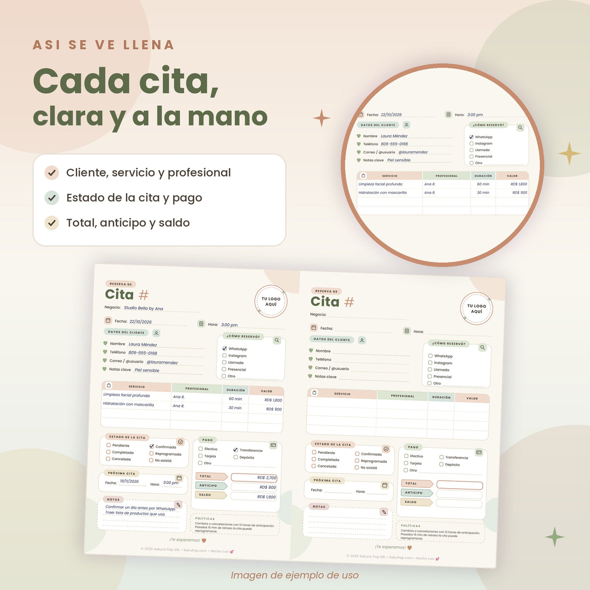 Gestor de Reservas y Citas A4 Imprimible | Agenda para Negocios y Profesionales PDF