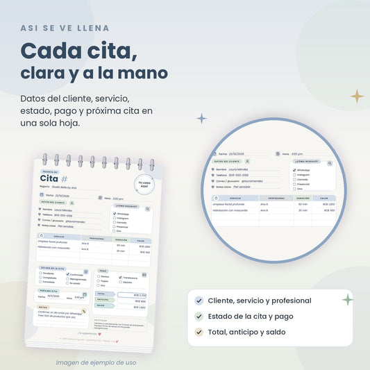 Gestor de Reservas y Citas A5 | Agenda y Registro de Clientes Imprimible