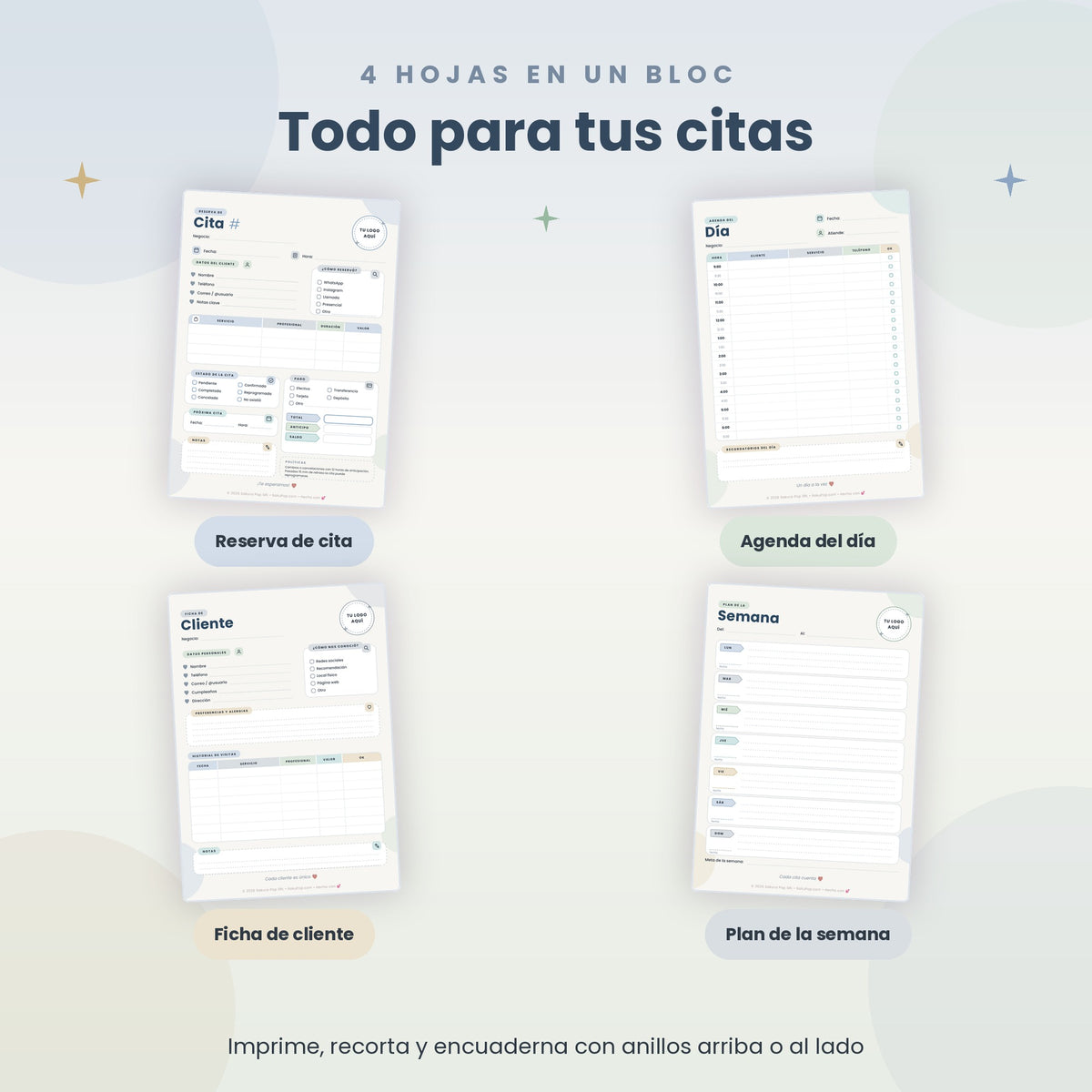 Gestor de Reservas y Citas A5 | Agenda y Registro de Clientes Imprimible