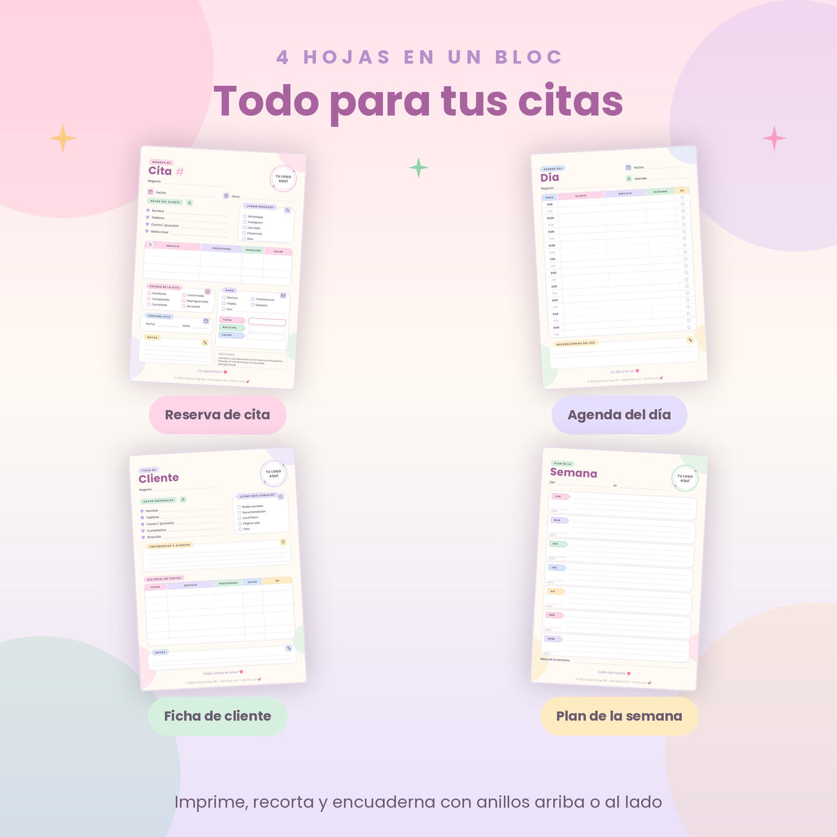 Gestor de Reservas y Citas A5 | Agenda y Registro de Clientes Imprimible