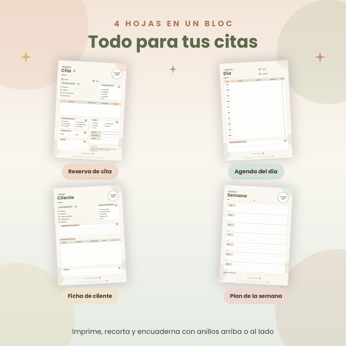 Gestor de Reservas y Citas A5 | Agenda y Registro de Clientes Imprimible