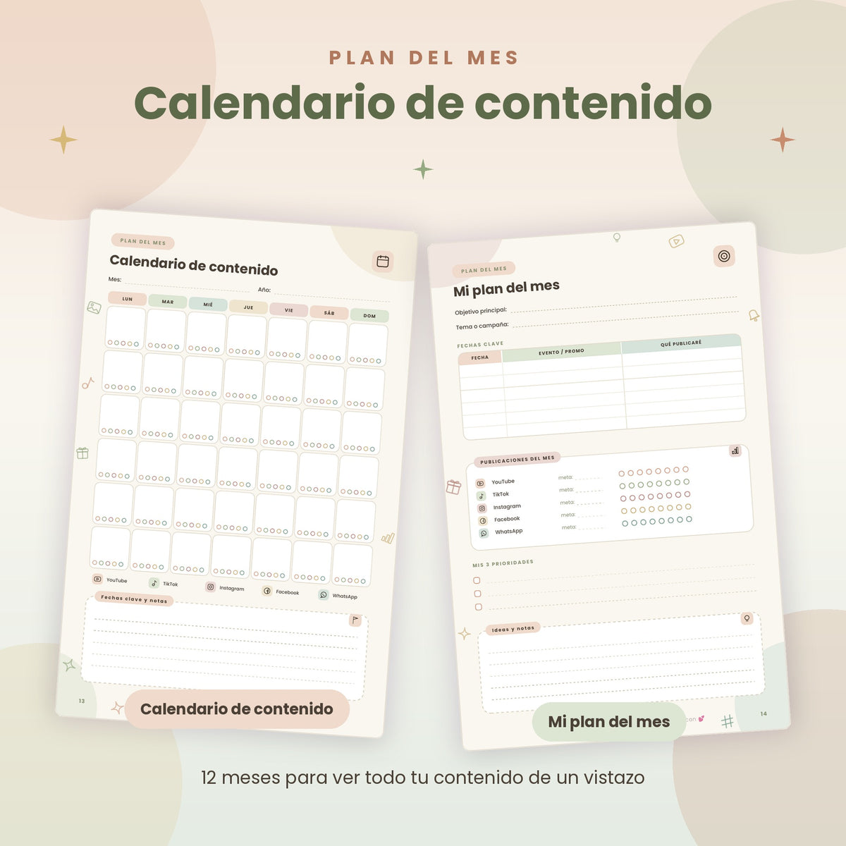 Planner de Contenido para Redes Sociales A5 | Organización de Contenido en Formato Compacto