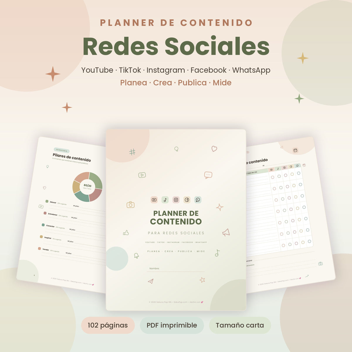 Planner de Contenido para Redes Sociales A4 | Organiza, Crea y Vende Más