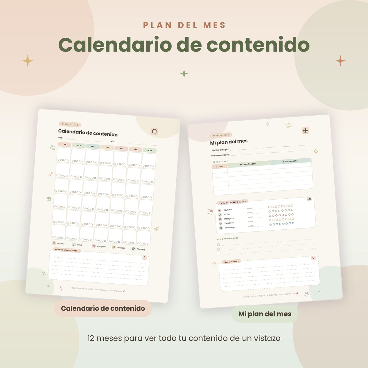 Planner de Contenido para Redes Sociales A4 | Organiza, Crea y Vende Más