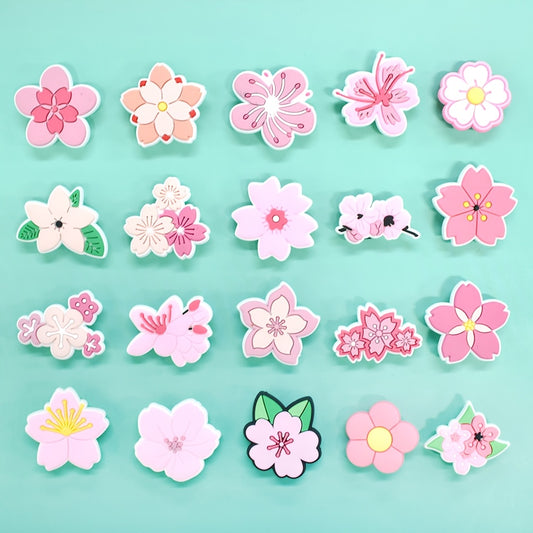 🌸 Set de Charms Florales para Zapatos – Sakura Rosa
