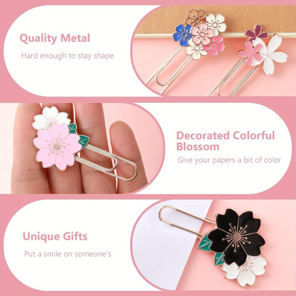 Marcalibros o clips metálico Sakura 🌸 (7Pcs)