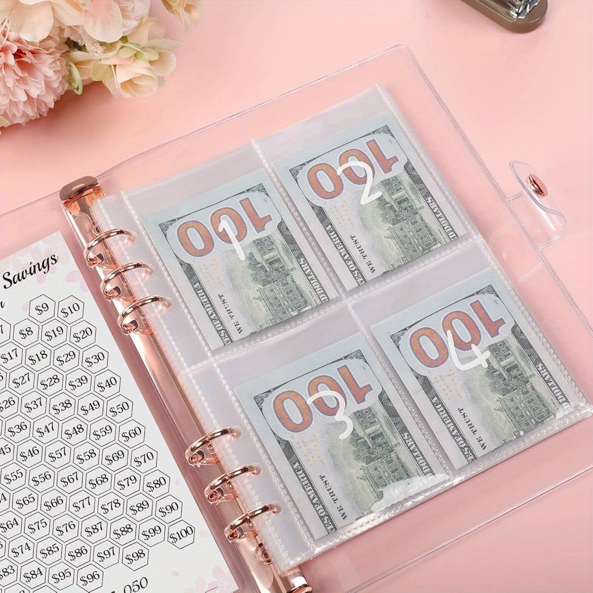 Cherry Blossom Challenge – Diario de Ahorro de 100 Días - Rose Golden 💵🌸